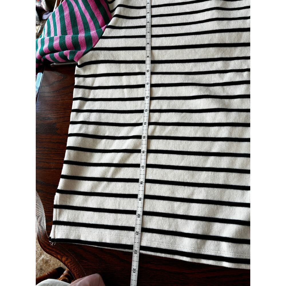 English Factory Striped Sweater Black White Pocket Colored Sleeve Long Sleeves M - Picture 5 of 5